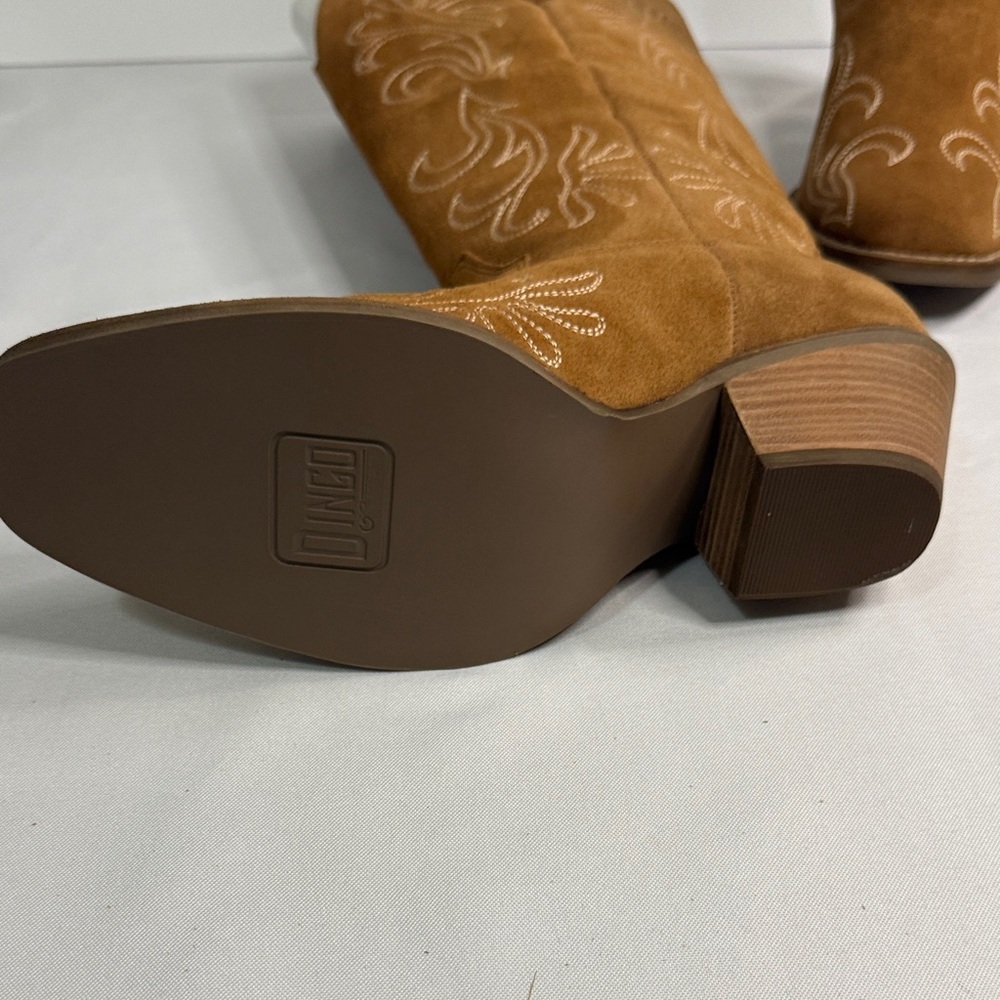 Dingo Brown Suede Embroidered Heeled Boots - Picture 6 of 9